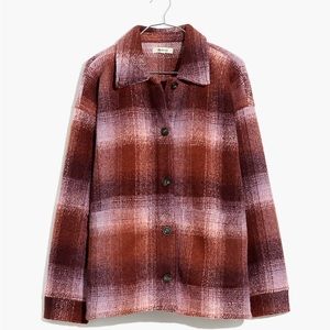 Madewell Brushed Plaid Knit Shirt Jacket